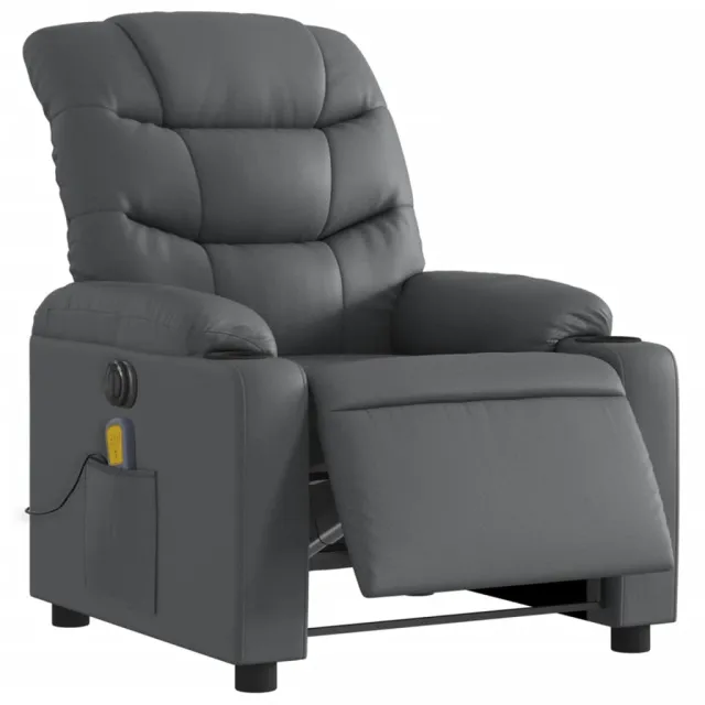 Fauteuil de massage inclinable électrique gris similicuir