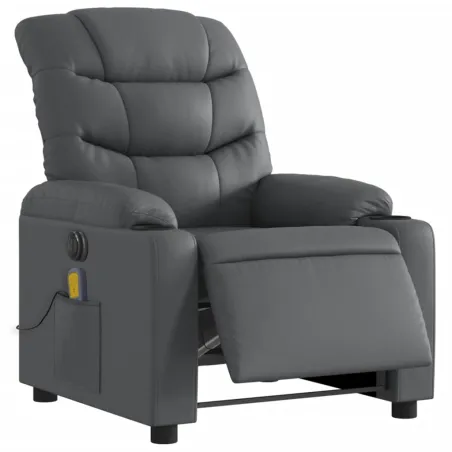 Fauteuil de massage inclinable électrique gris similicuir