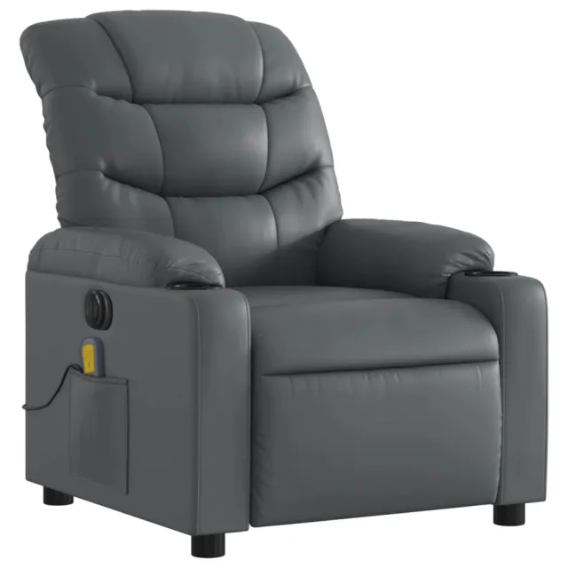 Fauteuil de massage inclinable électrique gris similicuir