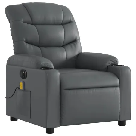 Fauteuil de massage inclinable électrique gris similicuir