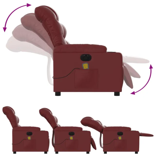 Fauteuil de massage inclinable électrique rouge bordeaux