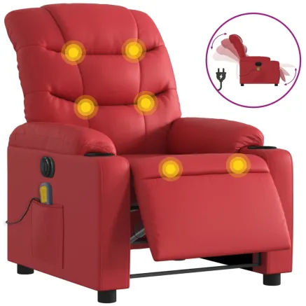 Fauteuil de massage inclinable électrique rouge similicuir 2
