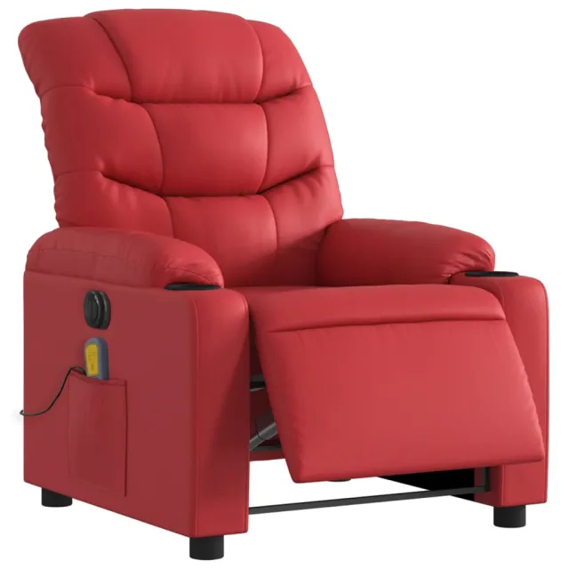 Fauteuil de massage inclinable électrique rouge similicuir