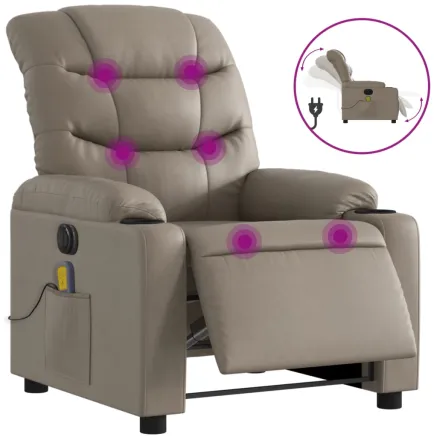 Fauteuil de massage inclinable électrique cappuccino similicuir 2