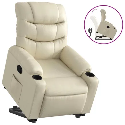 Fauteuil inclinable Crème Similicuir 2