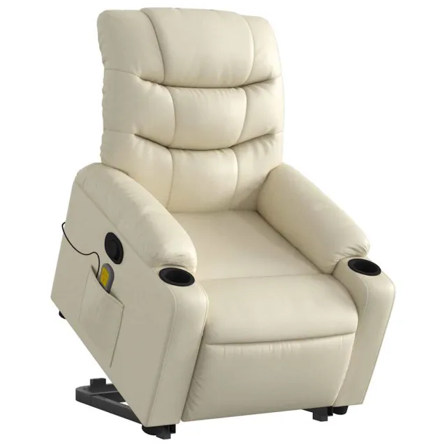 Fauteuil inclinable de massage Crème Similicuir