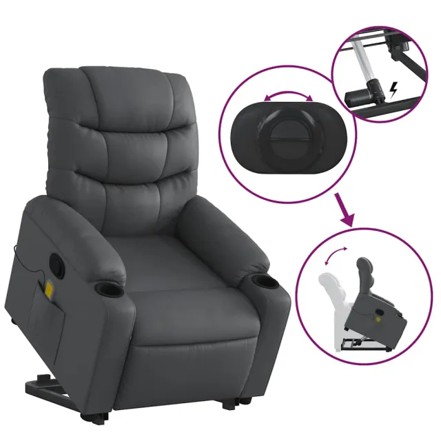 Fauteuil inclinable de massage Gris Similicuir