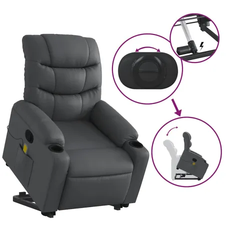 Fauteuil inclinable de massage Gris Similicuir