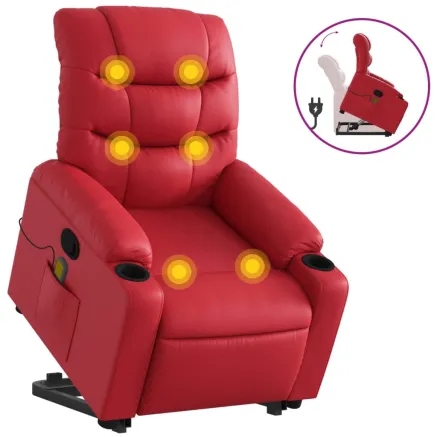 Fauteuil inclinable de massage Rouge Similicuir 2
