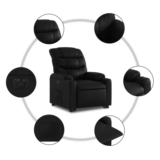 Fauteuil inclinable électrique noir similicuir