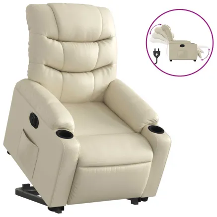 Fauteuil inclinable électrique crème similicuir 2