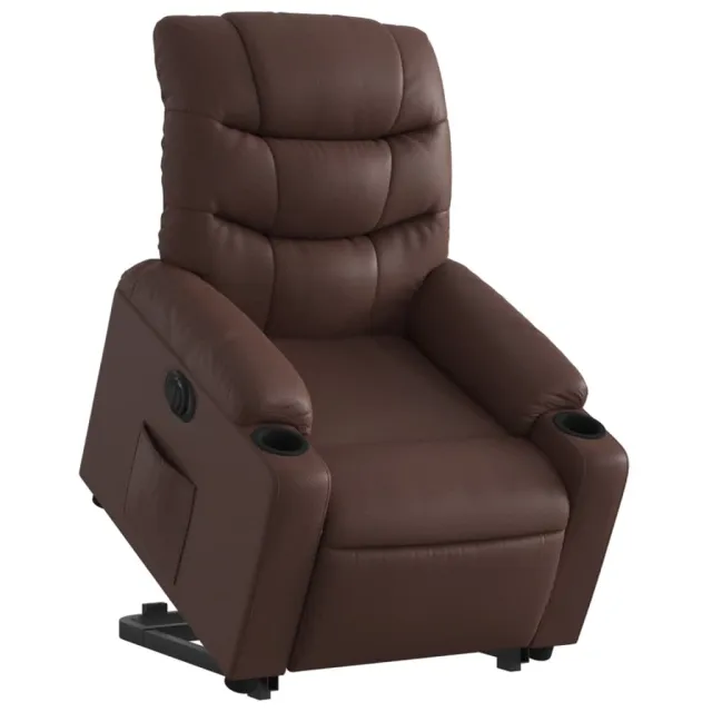Fauteuil inclinable électrique marron similicuir