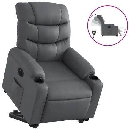 Fauteuil inclinable électrique gris similicuir 2