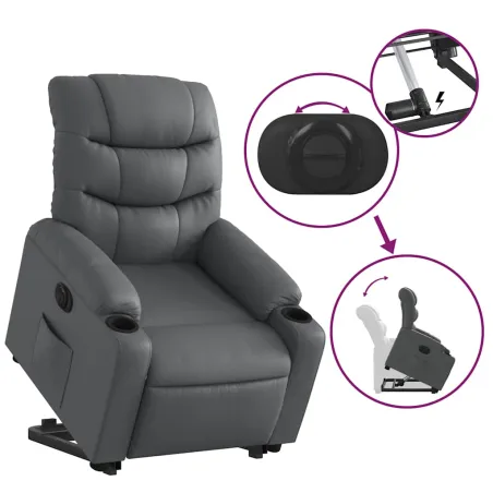 Fauteuil inclinable électrique gris similicuir