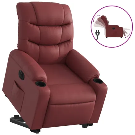 Fauteuil inclinable électrique rouge bordeaux similicuir 2
