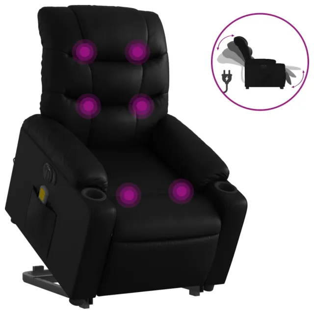 Fauteuil inclinable de massage électrique noir similicuir
