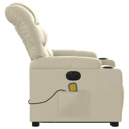 Fauteuil inclinable de massage électrique crème similicuir