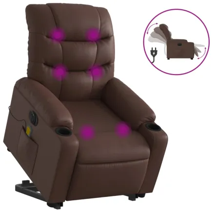 Fauteuil inclinable de massage électrique marron similicuir 2