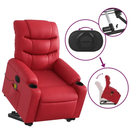 Fauteuil inclinable de massage électrique rouge similicuir