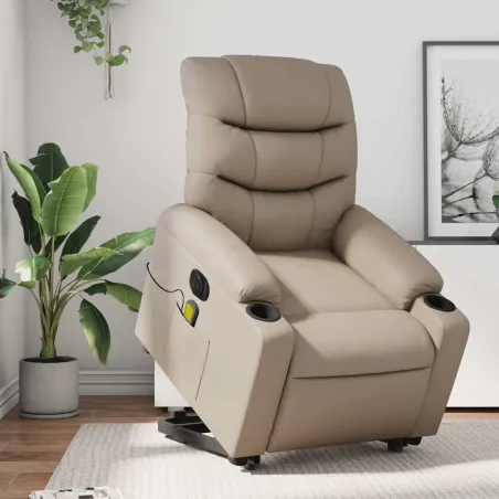 Fauteuil inclinable de massage électrique cappuccino similicuir