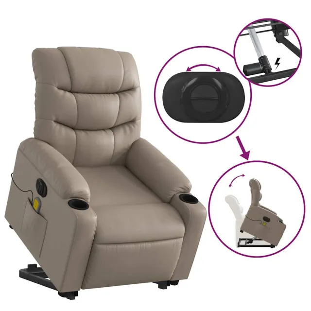 Fauteuil inclinable de massage électrique cappuccino similicuir