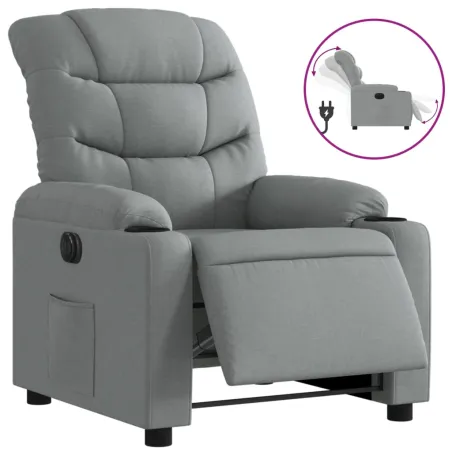 Fauteuil inclinable électrique Gris clair Tissu