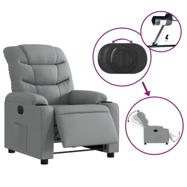 Fauteuil inclinable électrique Gris clair Tissu
