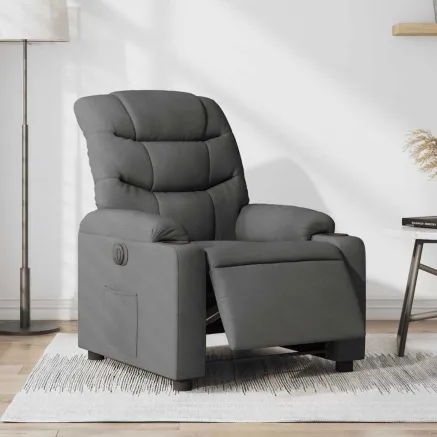 Fauteuil inclinable électrique Gris foncé Tissu
