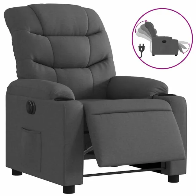 Fauteuil inclinable électrique Gris foncé Tissu