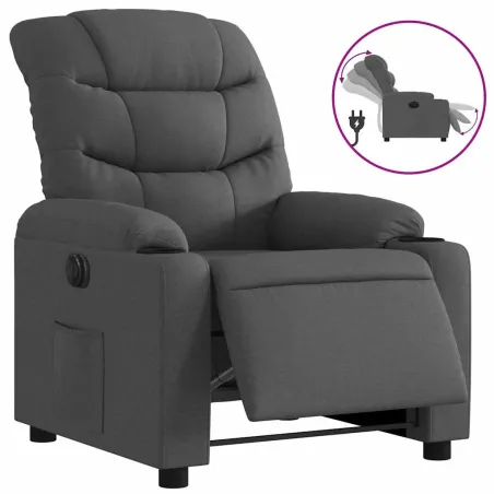 Fauteuil inclinable électrique Gris foncé Tissu