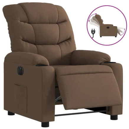 Fauteuil inclinable électrique Marron Tissu 2