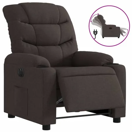 Fauteuil inclinable électrique Marron foncé Tissu