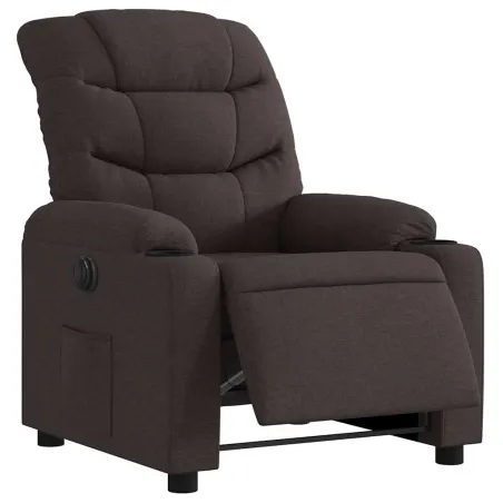 Fauteuil inclinable électrique Marron foncé Tissu