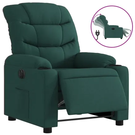 Fauteuil inclinable électrique Vert foncé Tissu 2