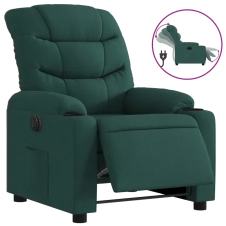 Fauteuil inclinable électrique Vert foncé Tissu