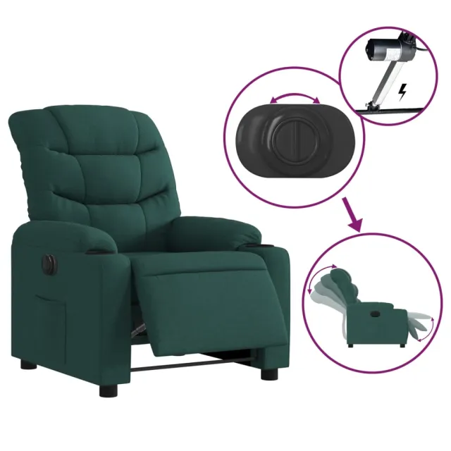 Fauteuil inclinable électrique Vert foncé Tissu