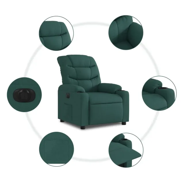 Fauteuil inclinable électrique Vert foncé Tissu