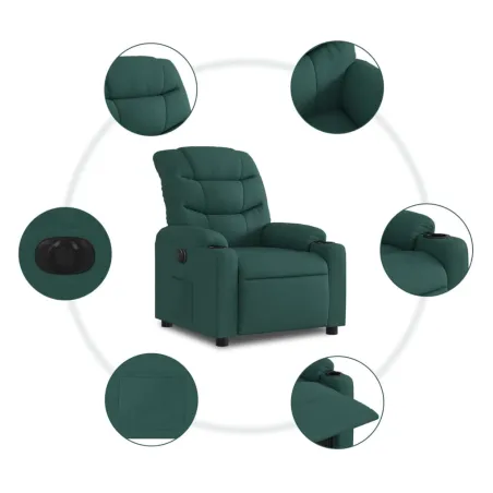 Fauteuil inclinable électrique Vert foncé Tissu