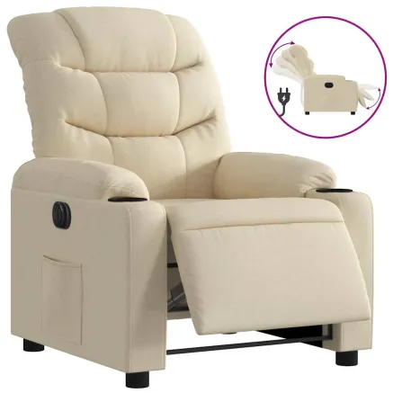 Fauteuil inclinable électrique Crème Tissu 2