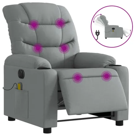 Fauteuil de massage inclinable électrique gris clair tissu 2