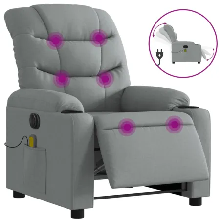 Fauteuil de massage inclinable électrique gris clair tissu