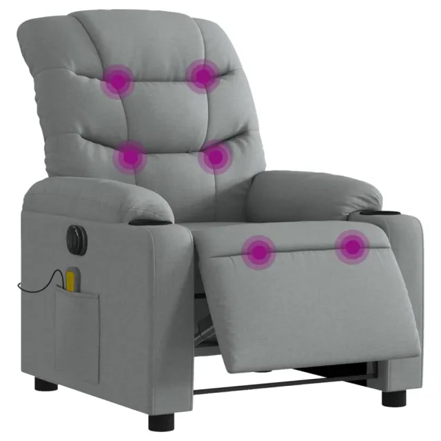 Fauteuil de massage inclinable électrique gris clair tissu
