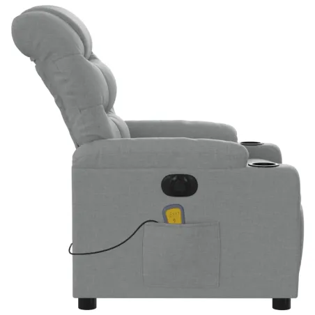Fauteuil de massage inclinable électrique gris clair tissu