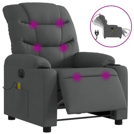 Fauteuil inclinable de massage électrique gris foncé tissu 2