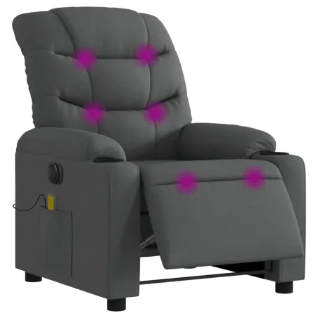 Fauteuil inclinable de massage électrique gris foncé tissu