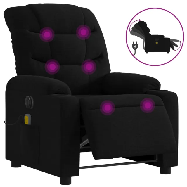 Fauteuil de massage inclinable électrique Noir Tissu
