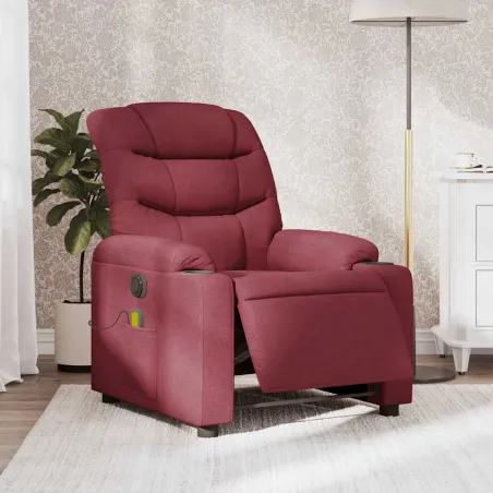 Fauteuil de massage inclinable électrique Rouge bordeaux Tissu