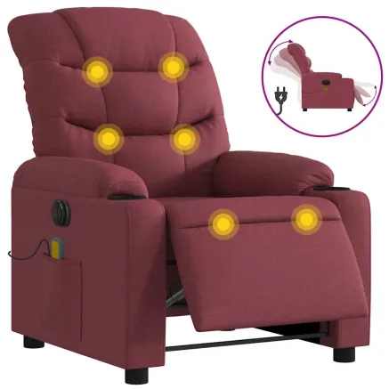 Fauteuil de massage inclinable électrique Rouge bordeaux Tissu 2