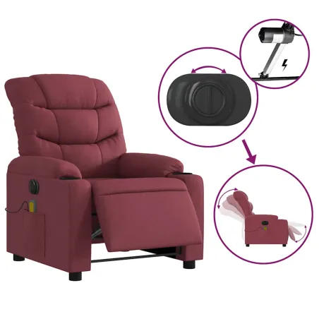 Fauteuil de massage inclinable électrique Rouge bordeaux Tissu