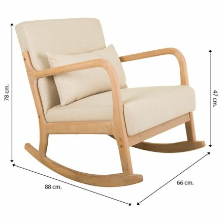 Chaise à bascule Alexandra House Living Crème Caoutchouc Coton Lin B 2